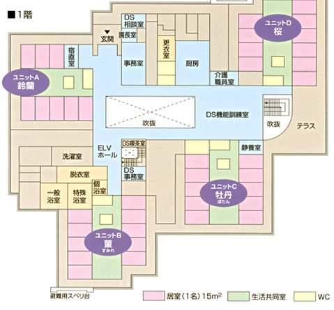 花菖蒲・両神施設内マップ　1階